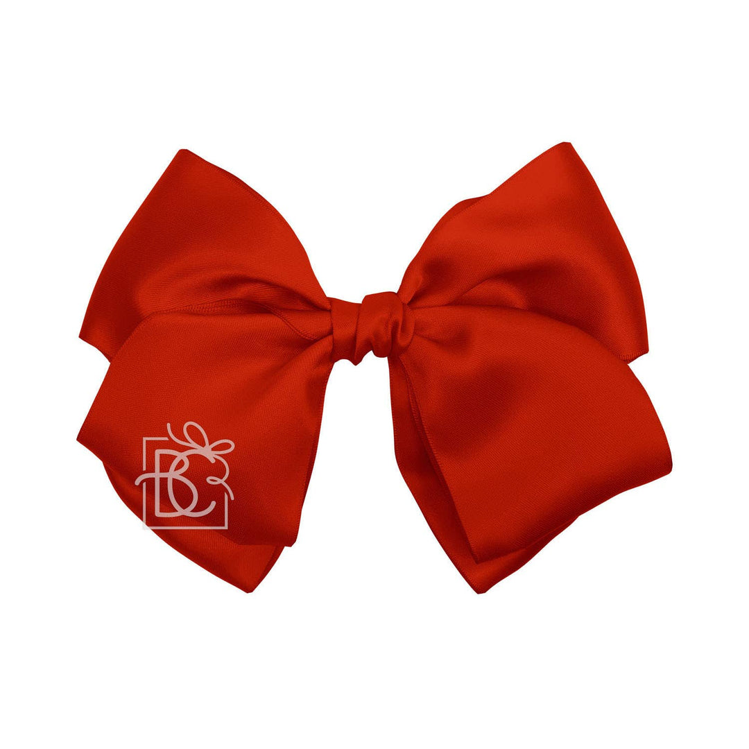 Beyond Creations, LLC - SATIN EUROPEAN BOW W/RUFFLED KNOT ON CLIP: 7" Euro Bow on Med. Alligator Clip / POWDER PINK