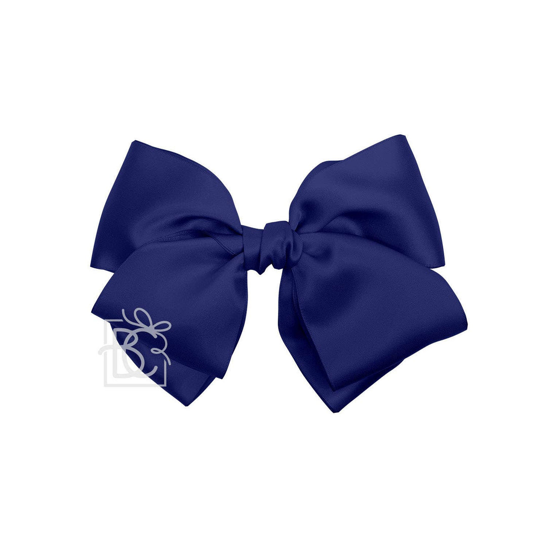 Beyond Creations, LLC - SATIN EUROPEAN BOW W/RUFFLED KNOT ON CLIP: 7" Euro Bow on Med. Alligator Clip / POWDER PINK