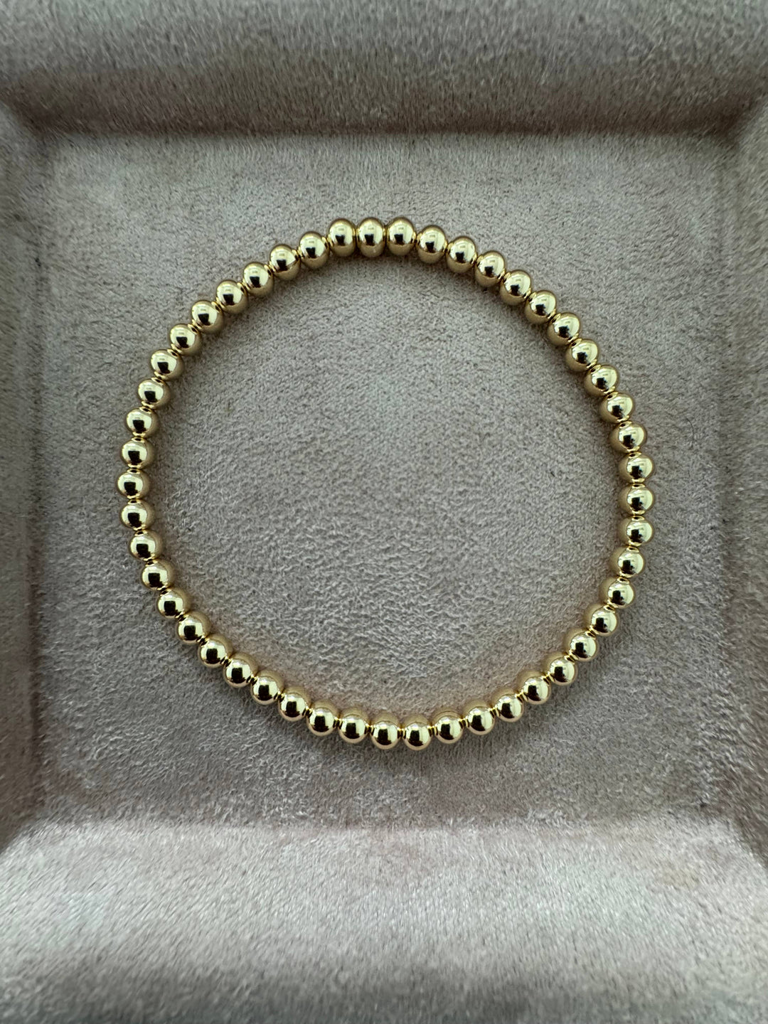 4MM Classic Ball Bead Bracelet - Waterproof: Gold Filled / Stretchy 6.5"