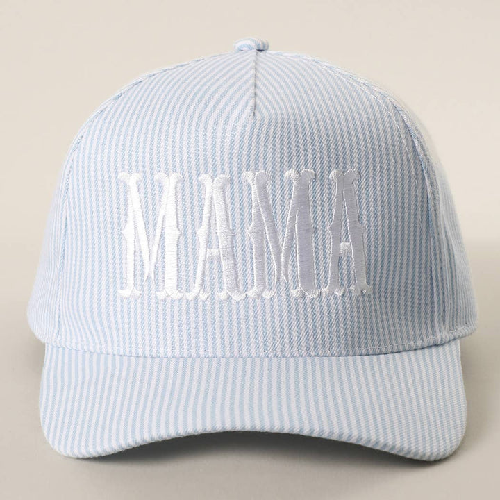 Fashion City - MAMA Embroidered Striped Trucker Hat : BLUE/BLUE