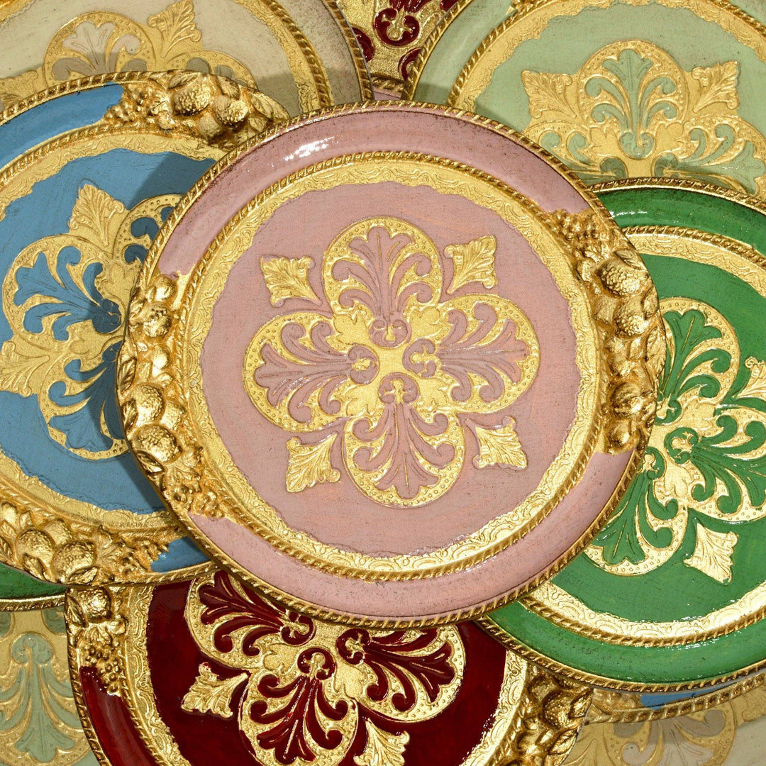 Florentine Carved Wood Small Circle Lemon Tray: Basil Green