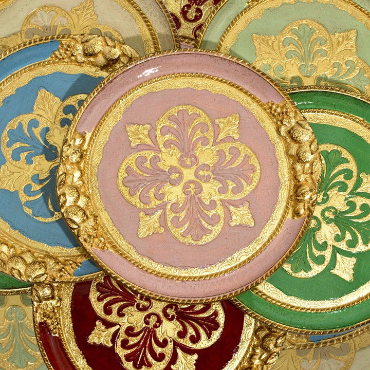 Florentine Carved Wood Small Circle Lemon Tray: Basil Green
