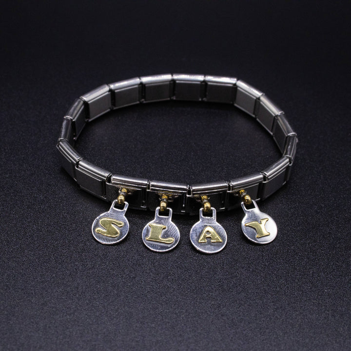 Natalia - Italian Charm Letters A-Z - 9mm Gold Dangle Bracelet Charms: C