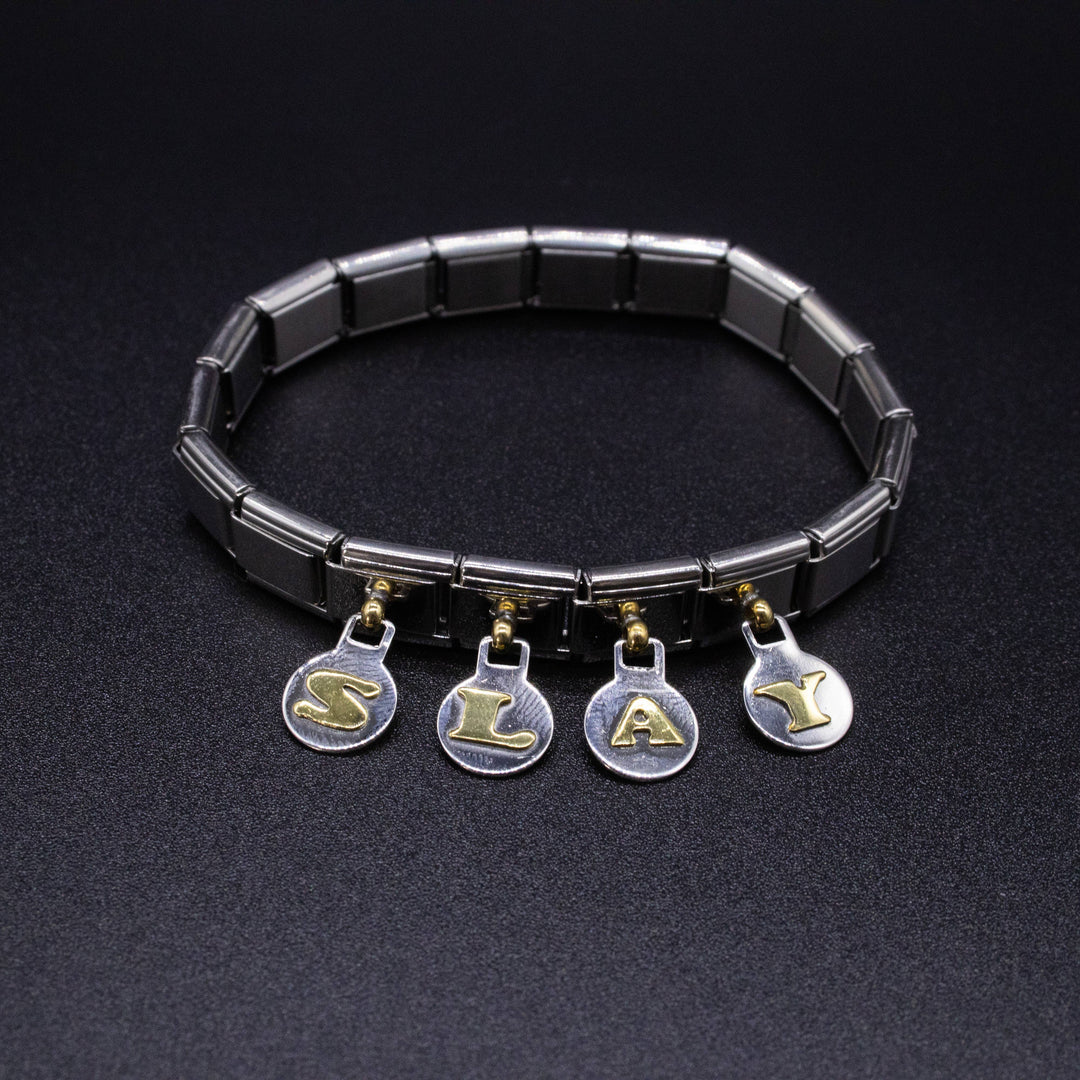 Natalia - Italian Charm Letters A-Z - 9mm Gold Dangle Bracelet Charms: R