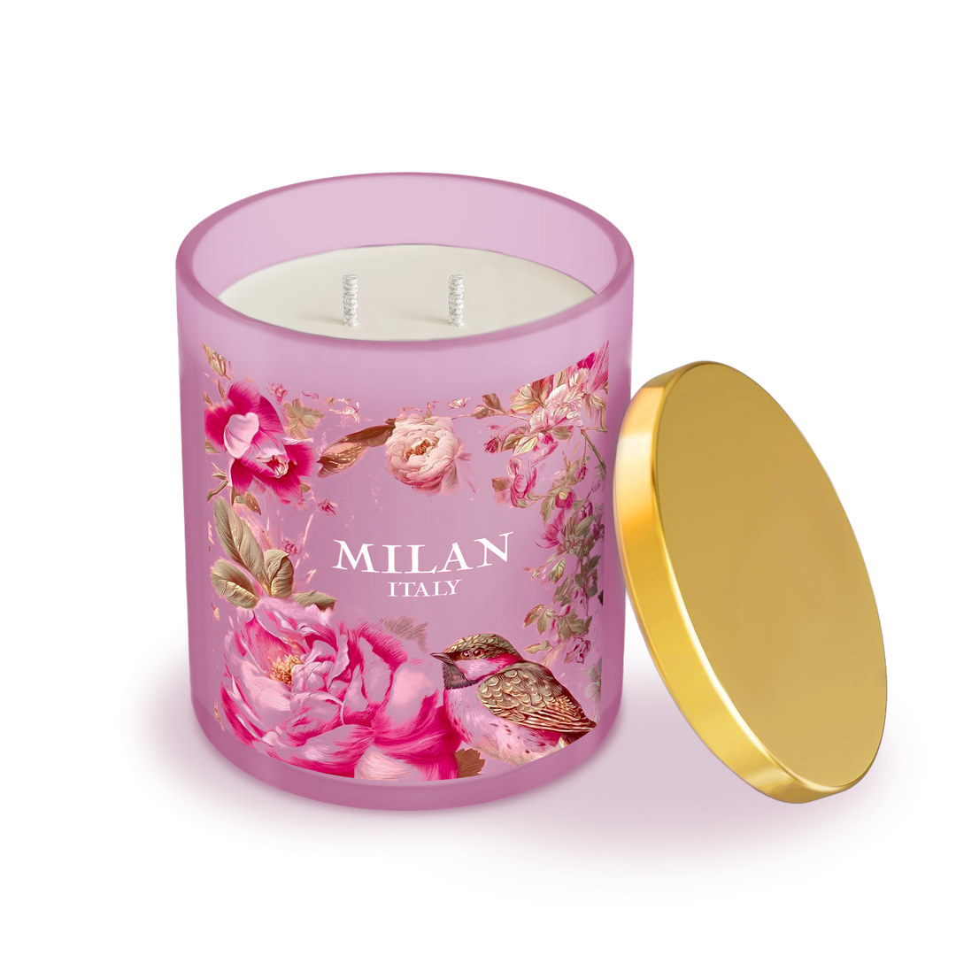 Toss Designs - Glass Candle Pink - Pink Bird Milan Italy