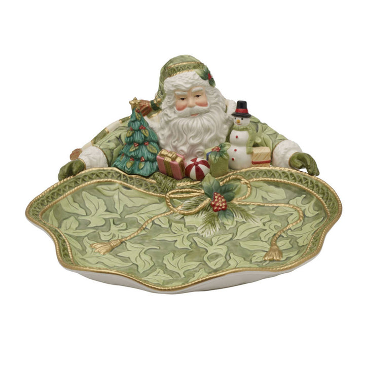 Fitz and Floyd® Mikasa® Pfaltzgraff® - Fitz & Floyd Holiday Hme Green Santa Server Gift Box Pkg: Green / Earthenware / Holiday