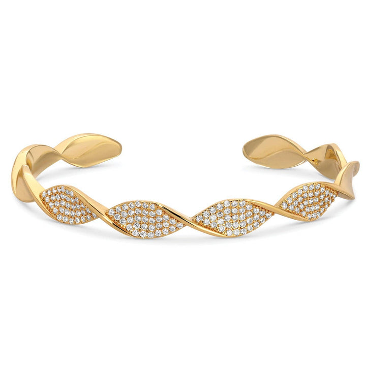 Splendid Iris - Twisted Pave Cuff Bracelet: Gold