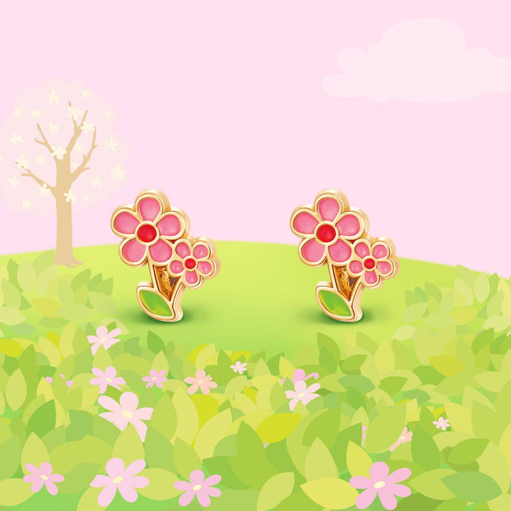 Girl Nation - Little Pink Flower Cutie Stud Earrings