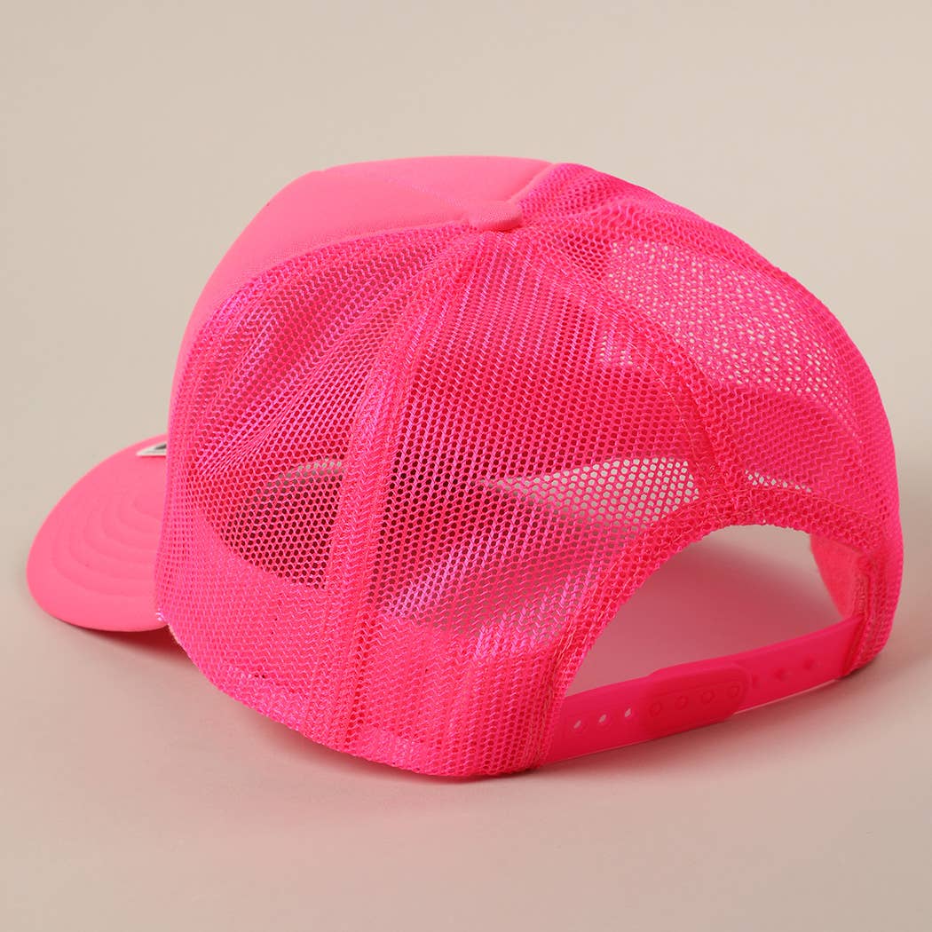 Fashion City - HONEY Text Logo Printed Mesh Back Trucker Hat: White / ONE SIZE