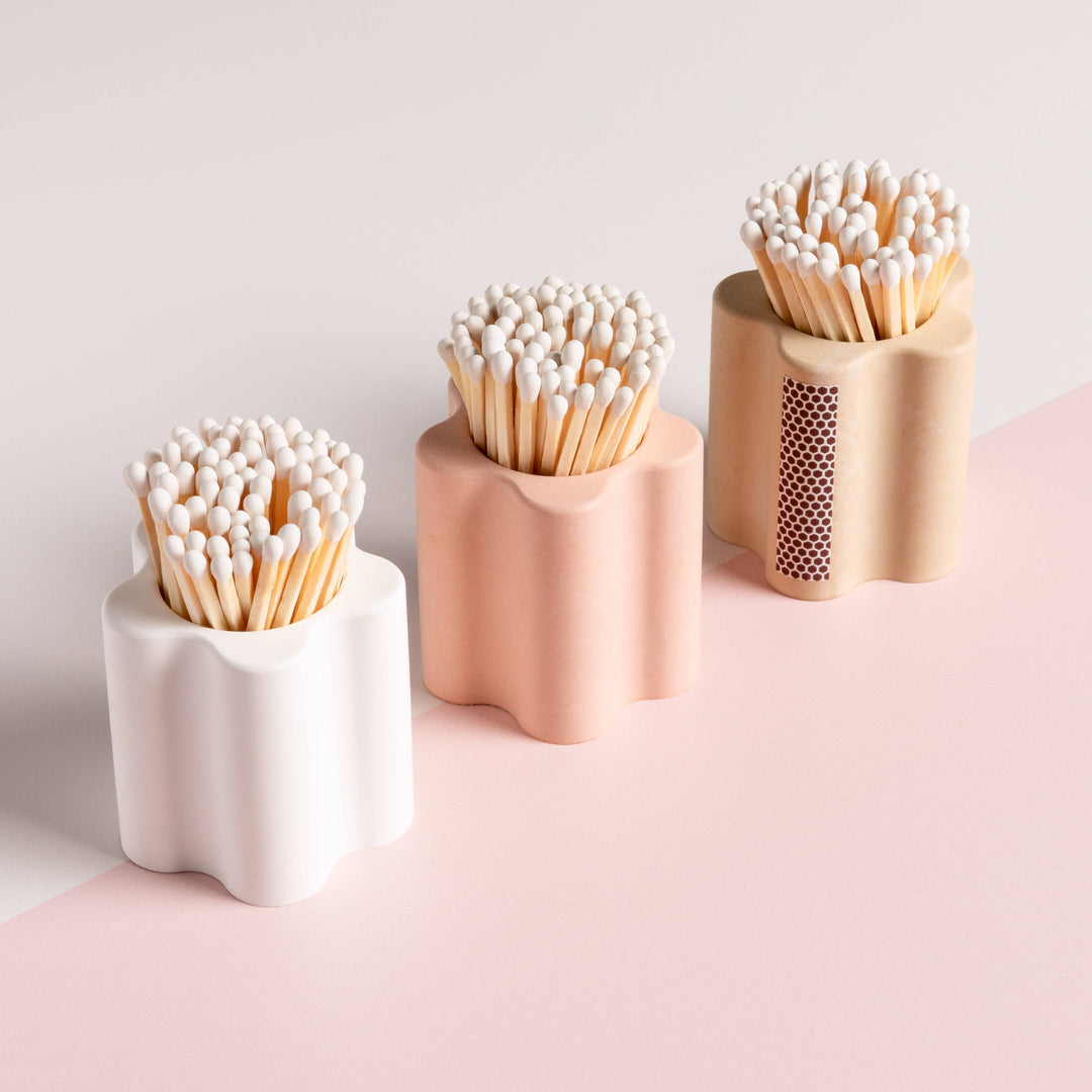 Enlighten the Occasion - Neutral Flower Vessel with Colorful Matchsticks: Caramel