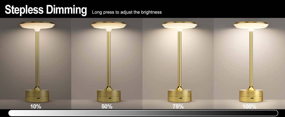 LAX Gadgets - LED Table Lamp – Touch Control, Dimmable, Rechargeable: Gold