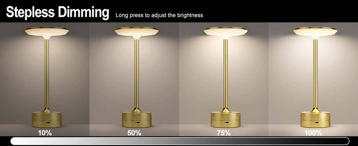 LAX Gadgets - LED Table Lamp – Touch Control, Dimmable, Rechargeable: Gold