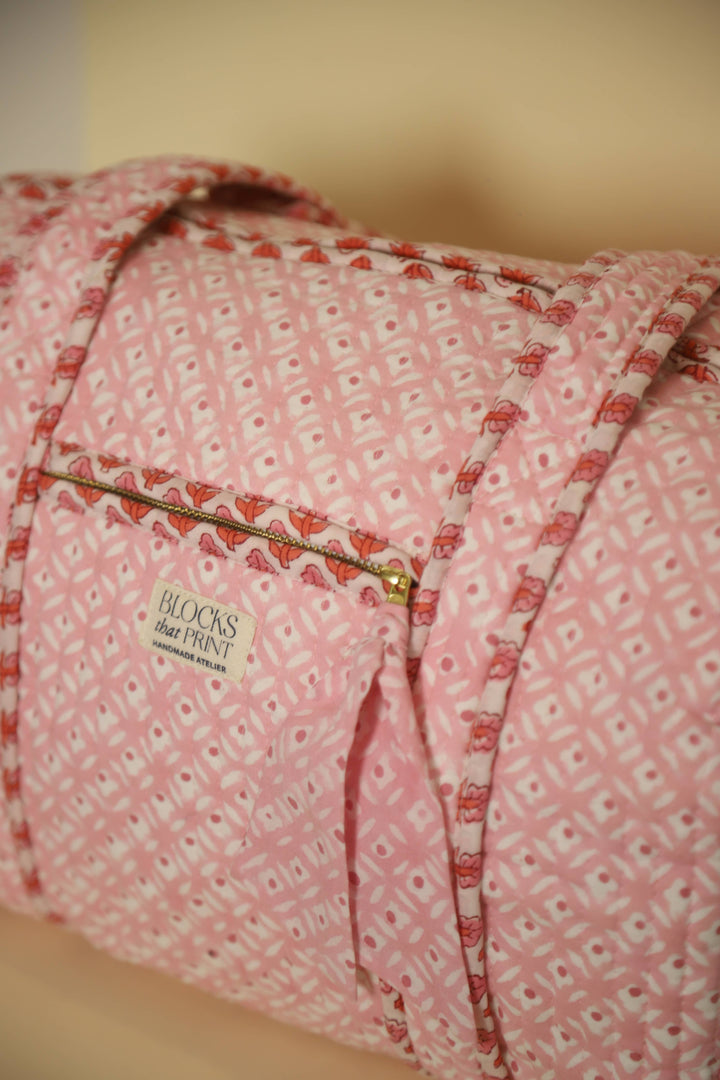 Blocks that Print - Pink Quilted Duffle Bag