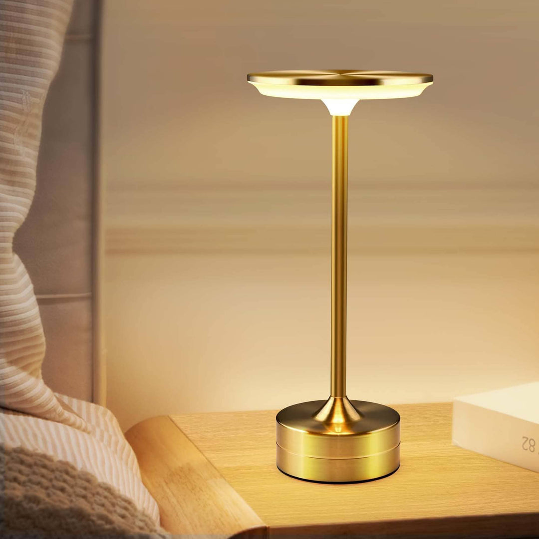 LAX Gadgets - LED Table Lamp – Touch Control, Dimmable, Rechargeable: Gold