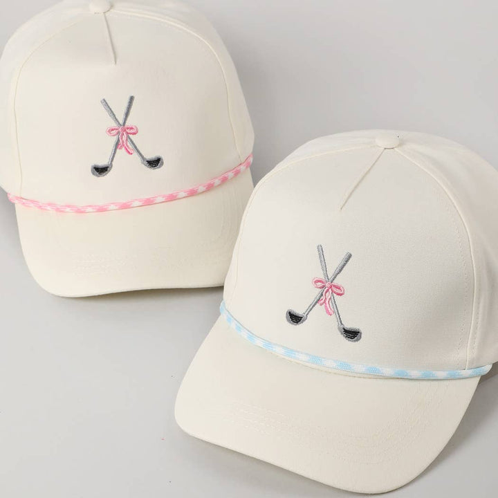Fashion City - Golf Clubs with Ribbon Embroidered Trucker Hat: LT BLUE / ONE SIZE