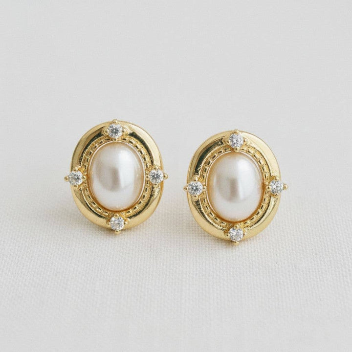 Ellemadera - Chic Pearl and Zirconia Drop Earrings