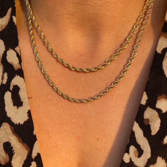 GoldFi - 18k Gold Filled Rope Chain In 3.0mm Thickness Gold Chain Com: 20 inches