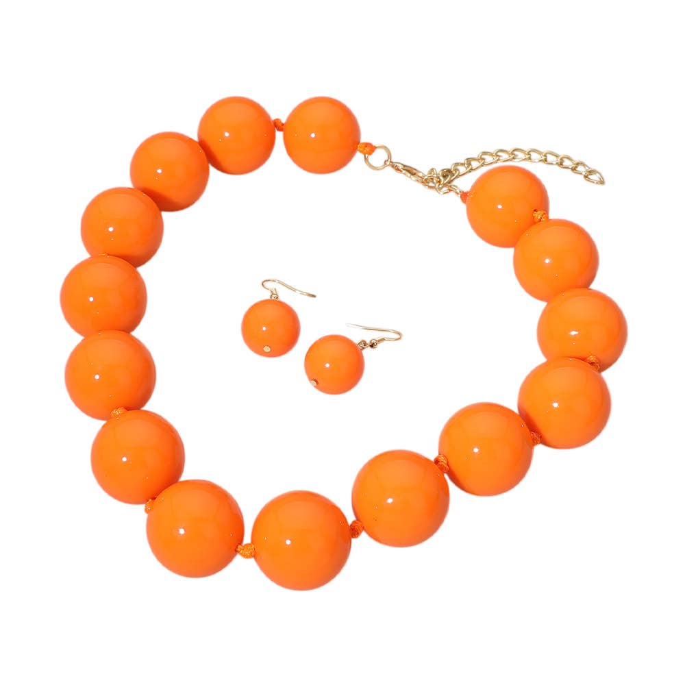 Sensibling Corp. - Chunky Ball Beaded Statement Necklace: Light Blue
