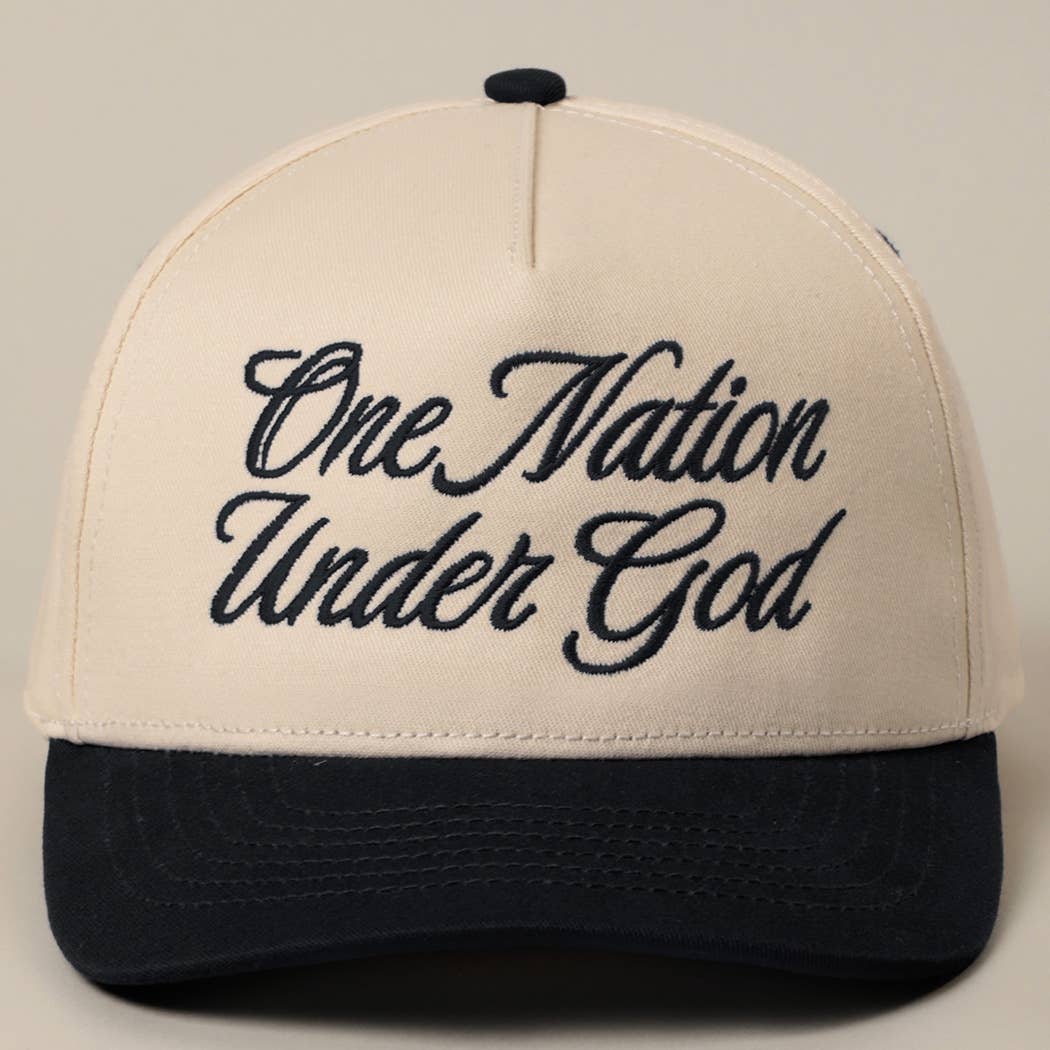 Fashion City - One Nation Under God Two-Tone Trucker Hat: NATURAL/RED / ONE SIZE