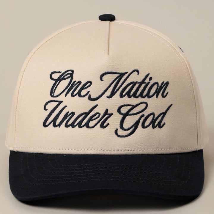 Fashion City - One Nation Under God Two-Tone Trucker Hat: NATURAL/RED / ONE SIZE