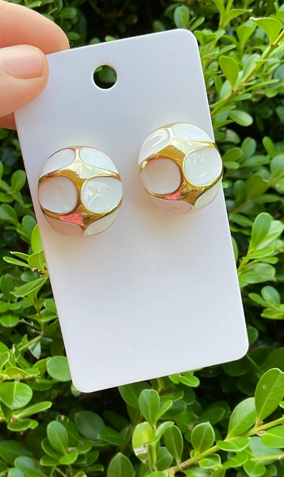 Baubles by Maggi - Vintage look gold enamel stud earrings: Green