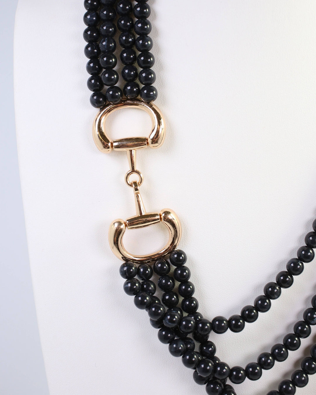 Caroline Hill - Braelyn Horsebit Beaded Layered Necklace Black: Default