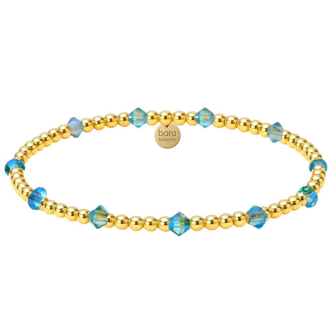 bara boheme - Crystal BTY | Gold Filled Beaded Bracelet: Chrysolite / 14KG Filled / Stretchy 6.5"