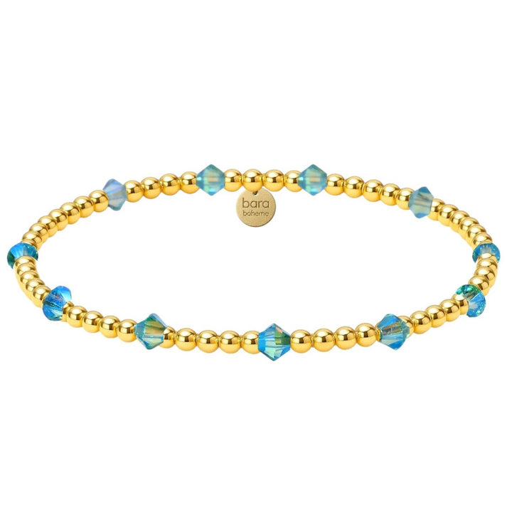 bara boheme - Crystal BTY | Gold Filled Beaded Bracelet: Aqua / 14KG Filled / Stretchy 6.5"