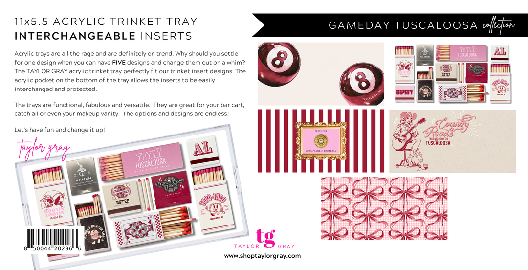 TAYLOR GRAY - 5.5x11 GAMEDAY TUSCALOOSA trinket tray insert set of 5