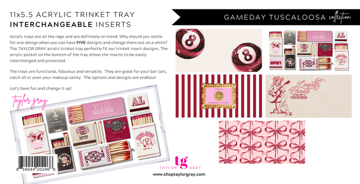 TAYLOR GRAY - 5.5x11 GAMEDAY TUSCALOOSA trinket tray insert set of 5