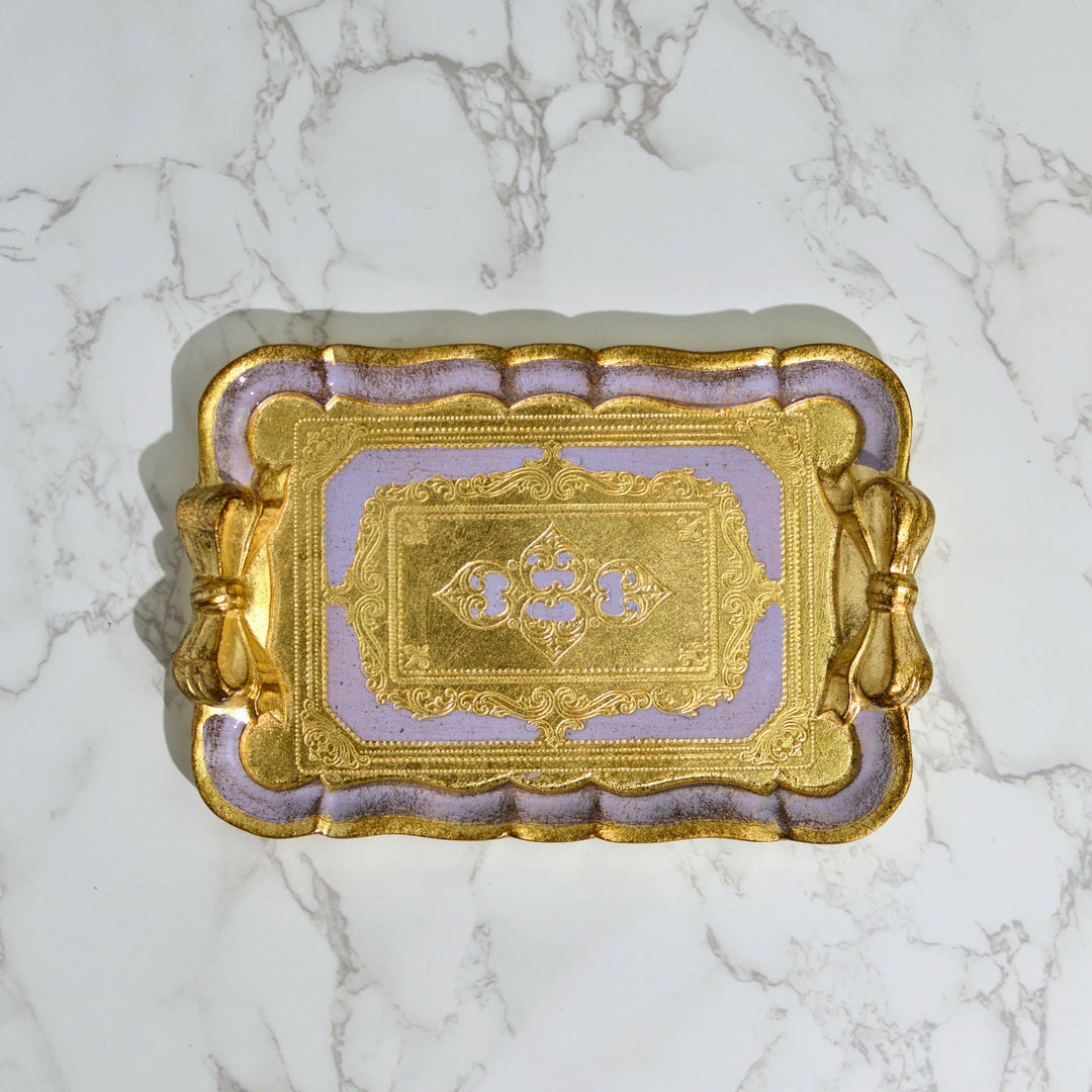 Via Graceffo - Florentine Carved Gilded Wood Mini Tray with Bow