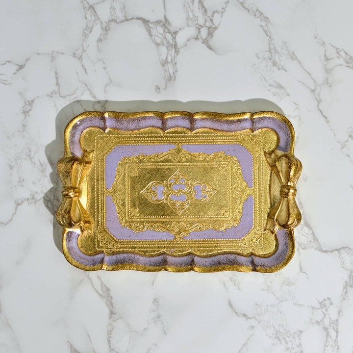 Via Graceffo - Florentine Carved Gilded Wood Mini Tray with Bow