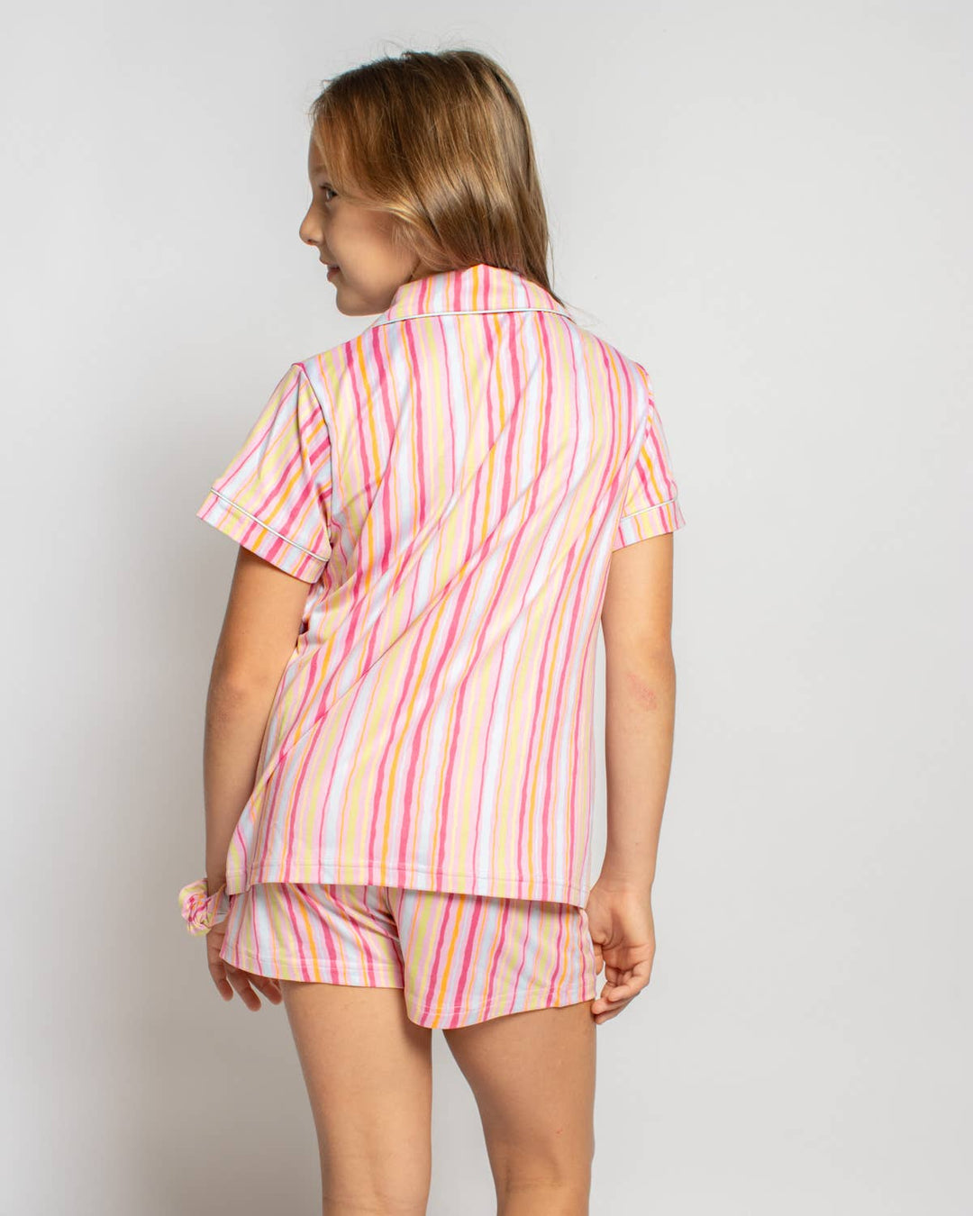 The Royal Standard - Girl's Addie Stripe Sleep Shorts Set   Pink/Multi   -Asst.: Small (6-7)