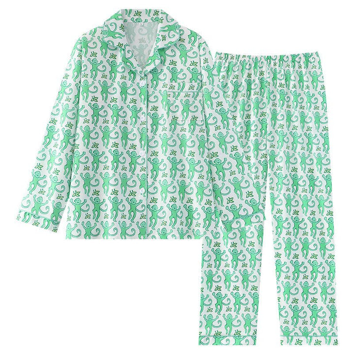 Rosa Clothing - Cute Comfy Monkey Print Long Sleeve Pajama Set: Red