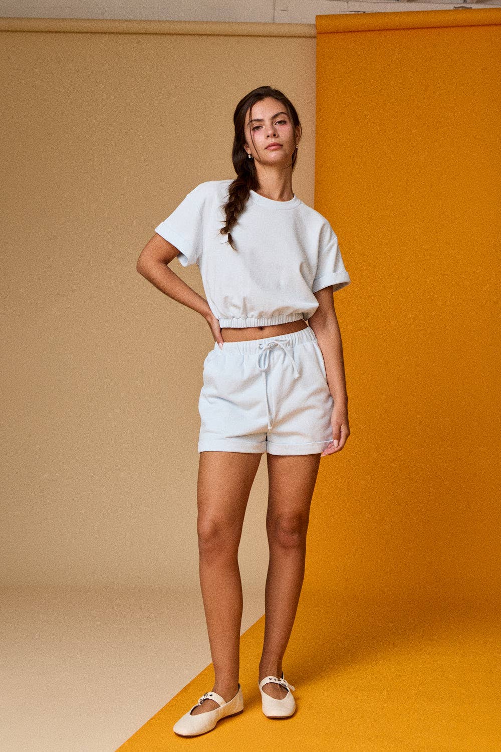 Papermoon - PX19514 - Cozy Short Sleeve Top and Shorts Set: BUTTER YELLOW