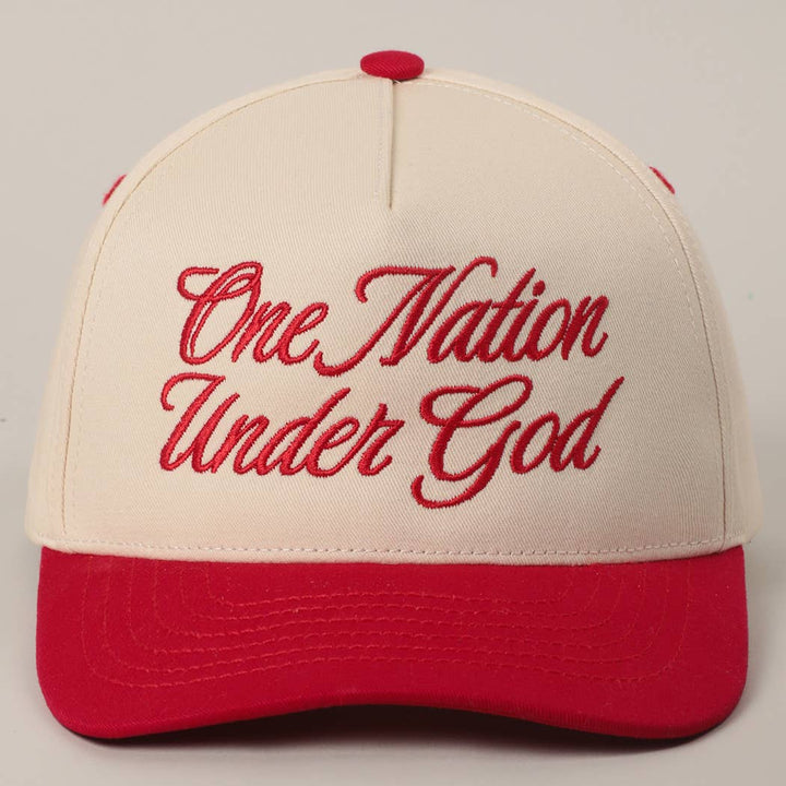 Fashion City - One Nation Under God Two-Tone Trucker Hat: NATURAL/RED / ONE SIZE