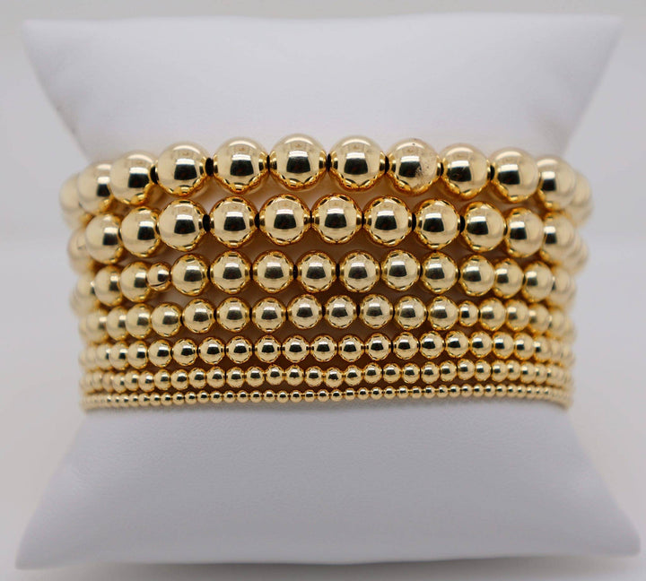 2MM Classic Ball Bead Bracelet - Waterproof: Gold Filled / Stretchy 6.5"