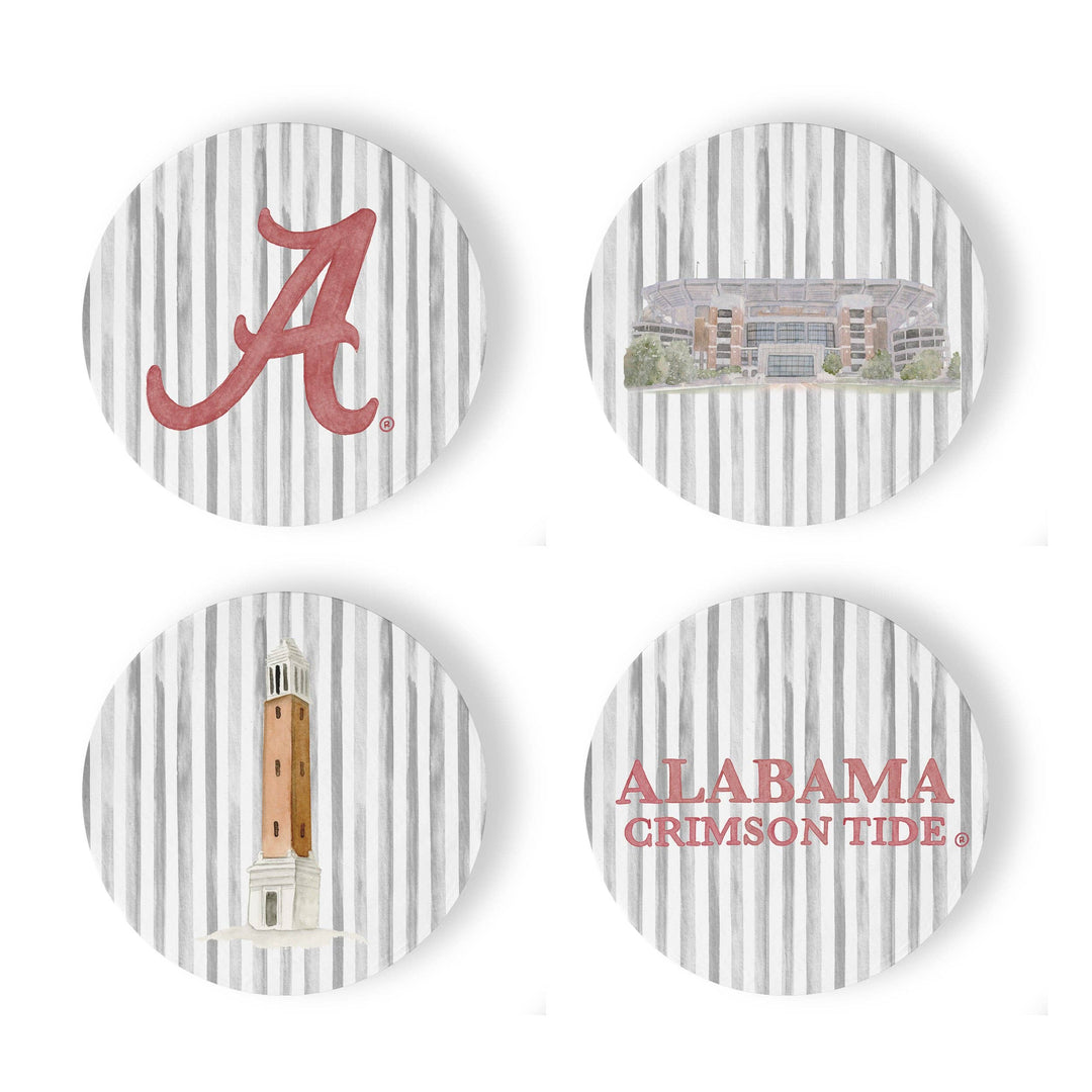 Alabama Striped Coasters - Sold Individually Ceramic