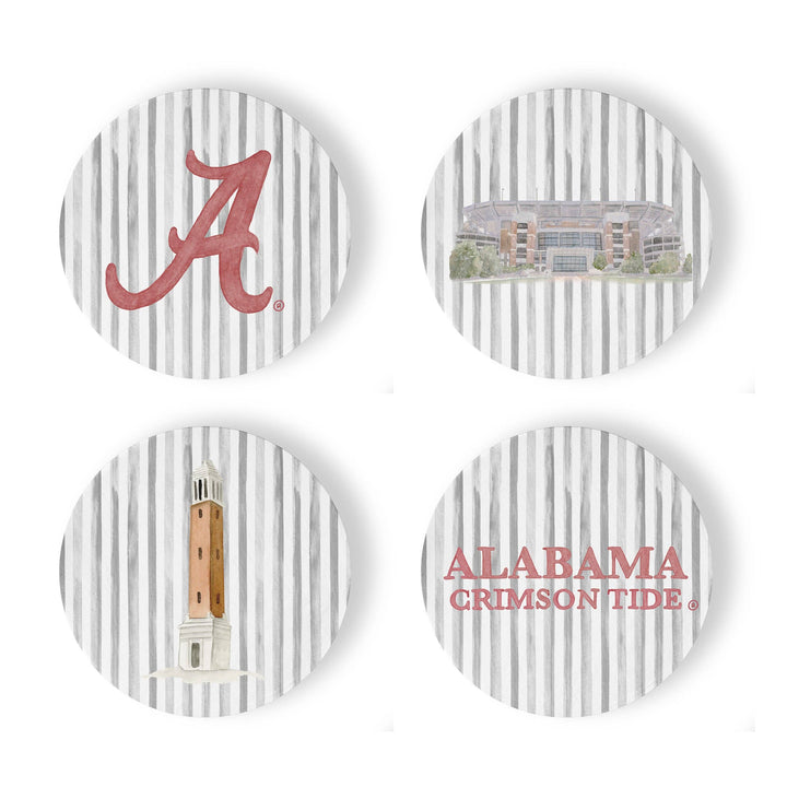 Alabama Striped Coasters - Sold Individually Ceramic