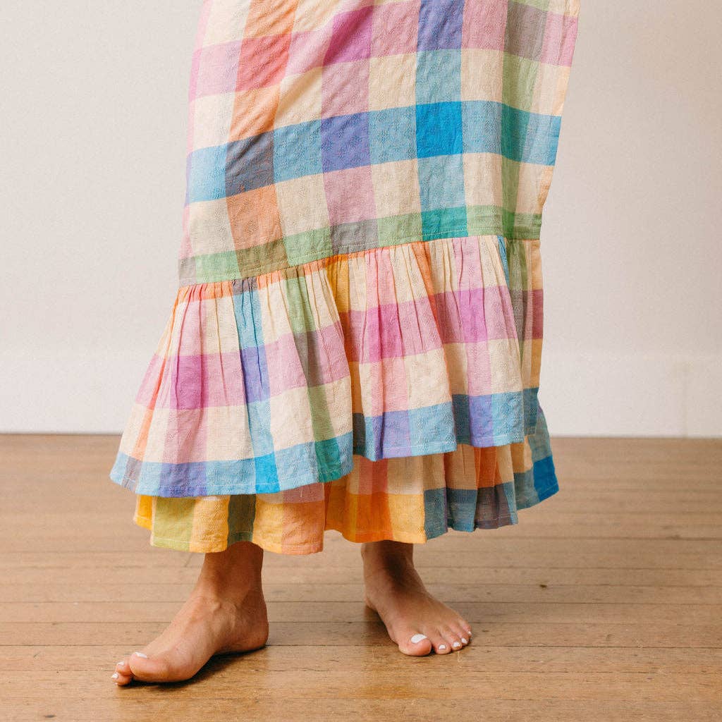 Sunshine Tienda - Rainbow Plaid Vienna Sarong: One Size