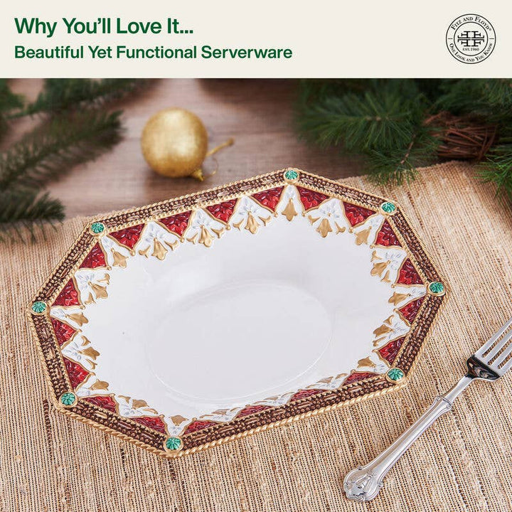 Fitz and Floyd® Mikasa® Pfaltzgraff® - Fitz & Floyd Noel Holiday Large Serve Bowl Gift Box Pkg: RED / EARTHENWARE