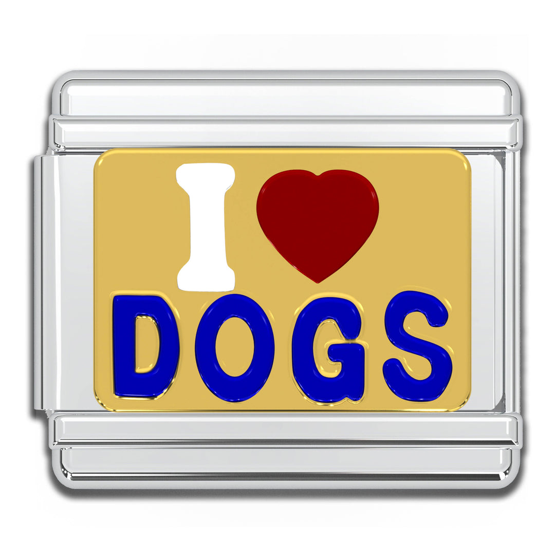 Natalia - Italian Bracelet Charm 9mm modular for Men & Women - I LOVE DOGS