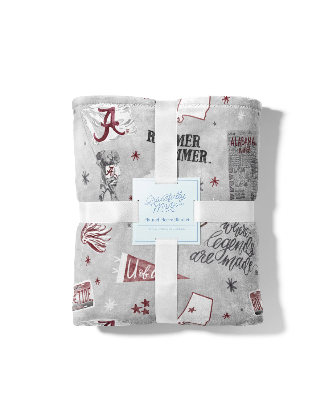 Gracefully Made Art - University of Alabama Flannel Fleece Blanket