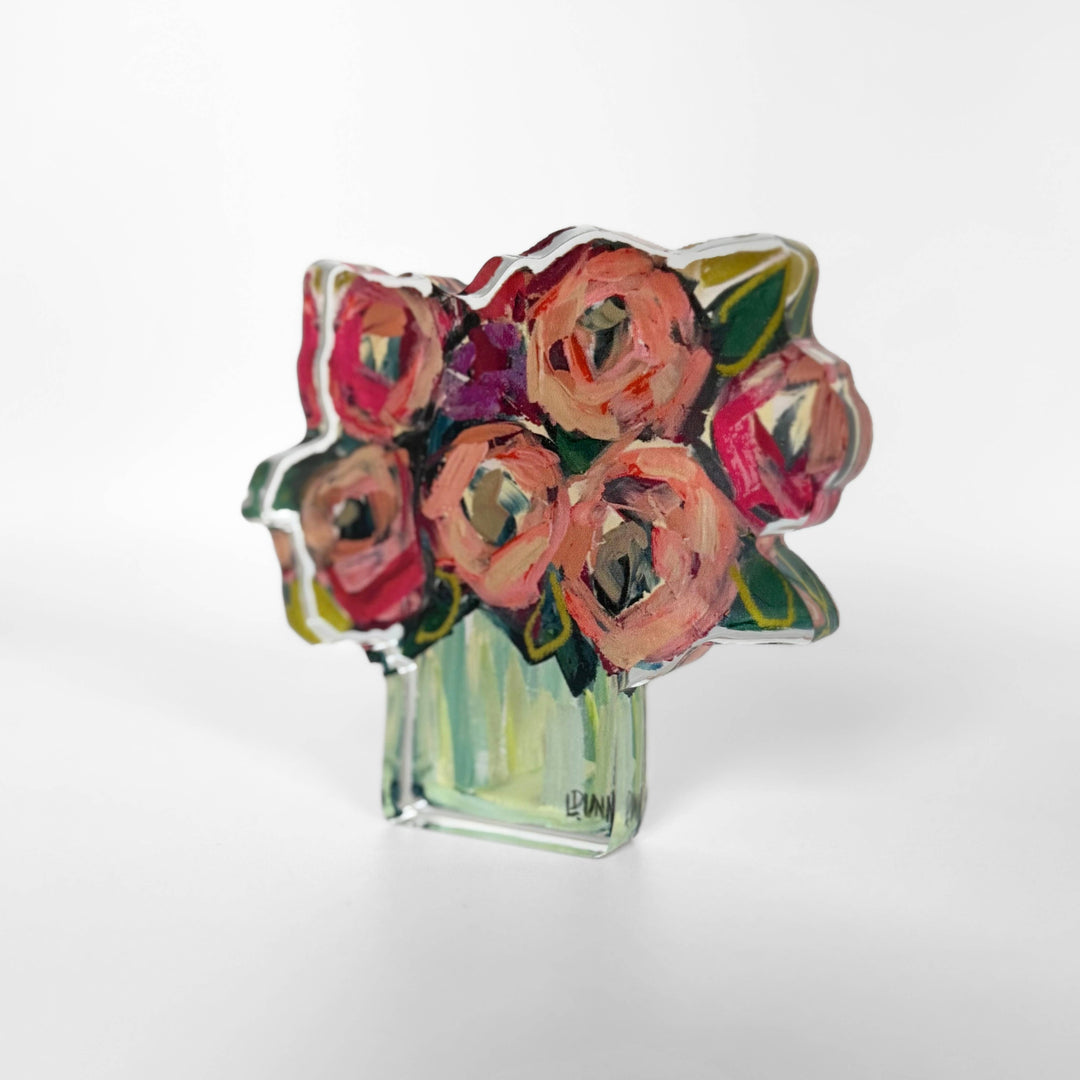 Lauren Dunn - Blush and Blue Acrylic Floral: Large