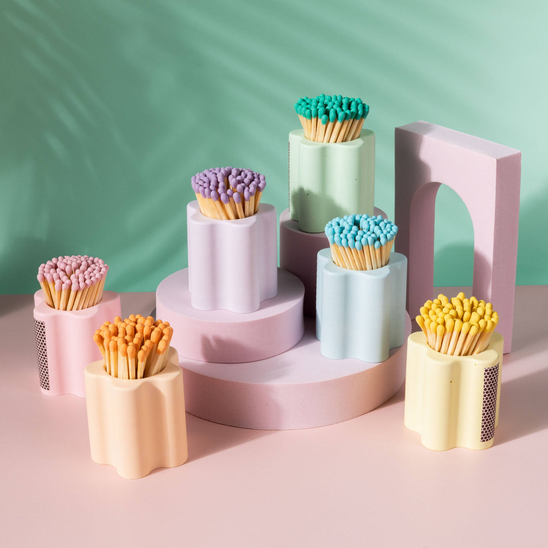 Enlighten the Occasion - Pastel Flower Vessel with Colorful Matchsticks: Pink
