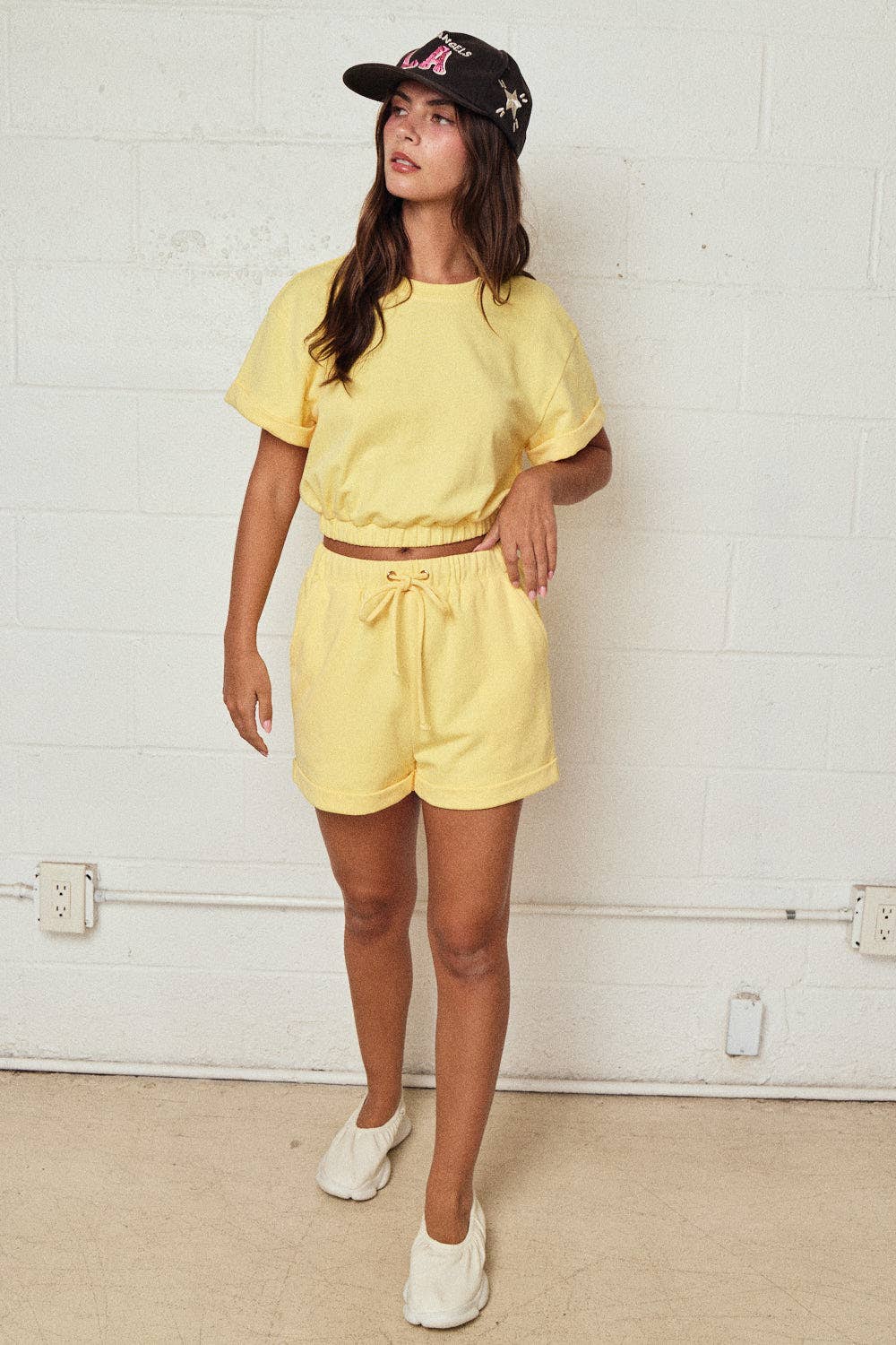 Papermoon - PX19514 - Cozy Short Sleeve Top and Shorts Set: BUTTER YELLOW