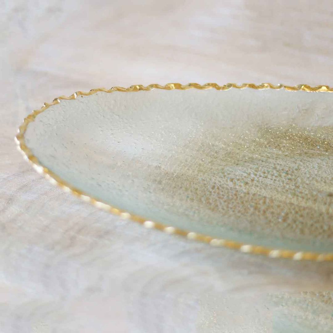 The Royal Standard - Fairbanks Oval Platter   Clear/Gold   15x1.75x5.5