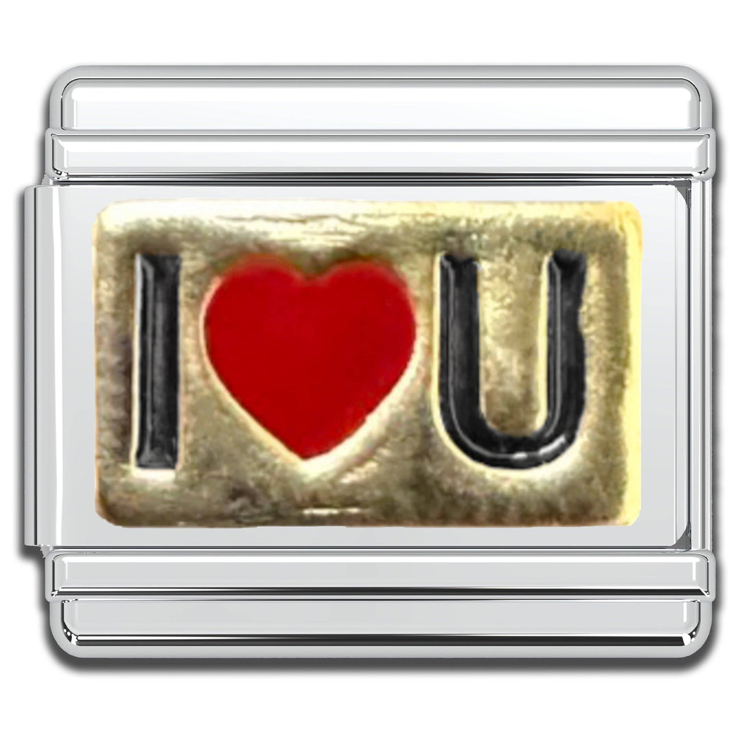 Natalia - Italian Bracelet Charm - "I LOVE U" 9mm Links