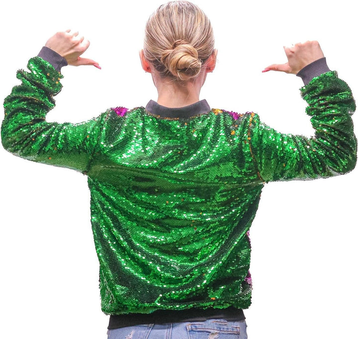 The Mardi Gras Krewe - Reversible Mardi Gras Sequin Jacket for Women & Kids, Mardi Gras Outfit: Medium