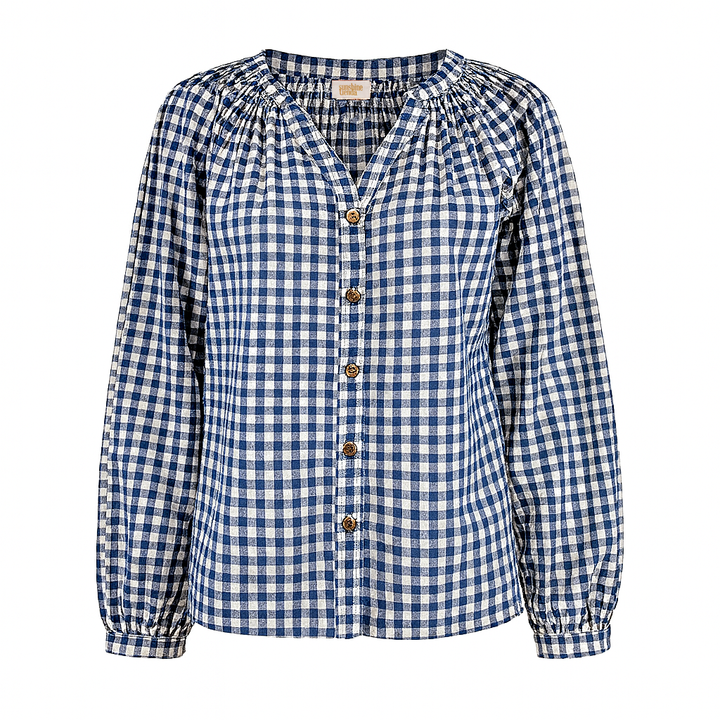 Sunshine Tienda - Navy Gingham Lucia Top: L